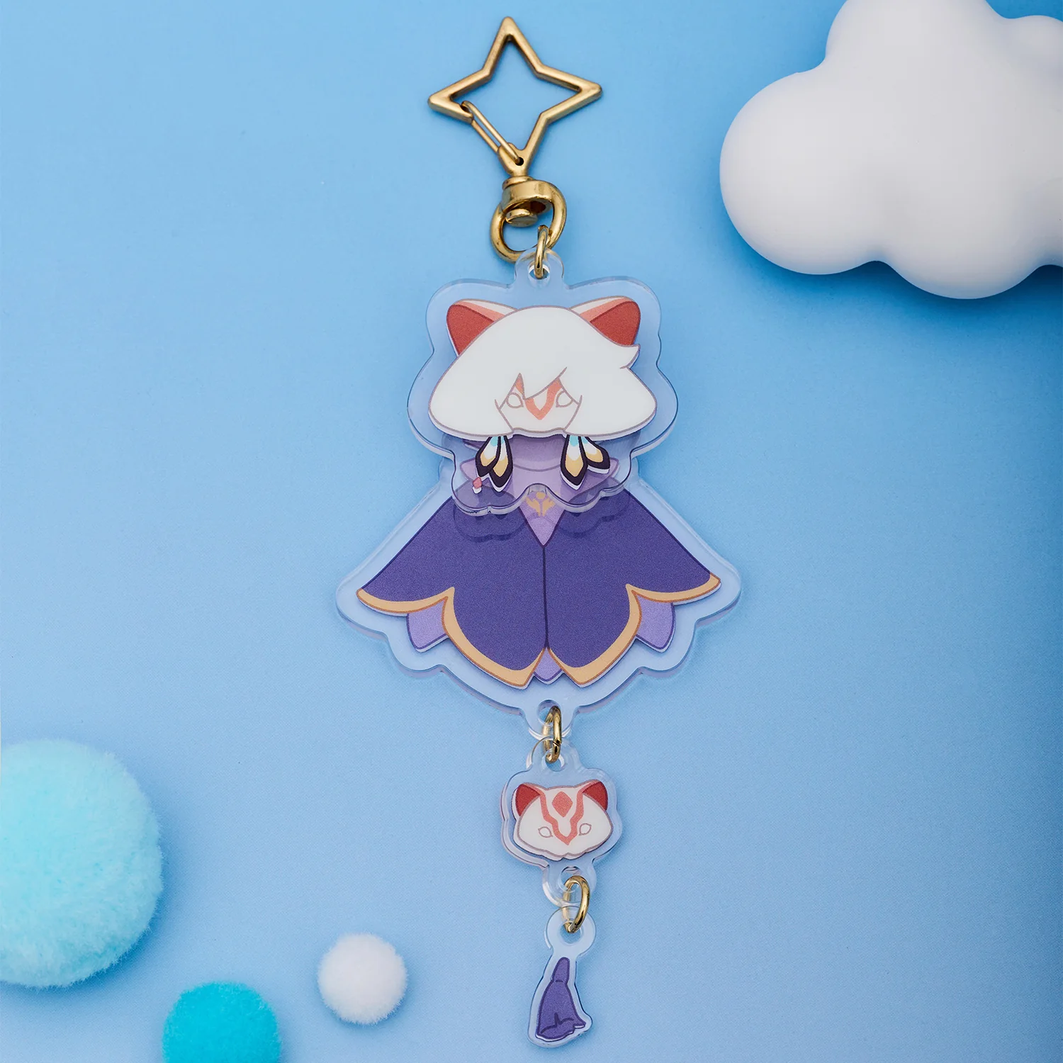 Sky Acrylic Wobbly Keychain - Weasel Mask - Image 4